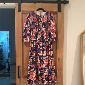 Floral Patterned Dress with Puff Sleeves